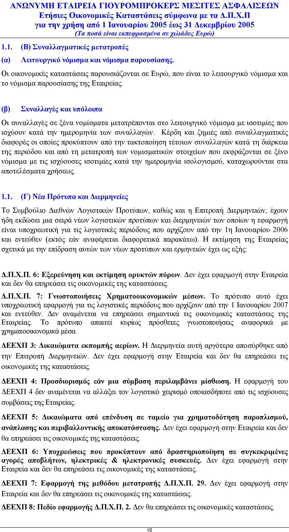 (β) Συναλλαγές και υπόλοιπα Οι συναλλαγές σε ξένα νομίσματα μετατρέπονται στο λειτουργικό νόμισμα με ισοτιμίες που ισχύουν κατά την ημερομηνία των συναλλαγών.