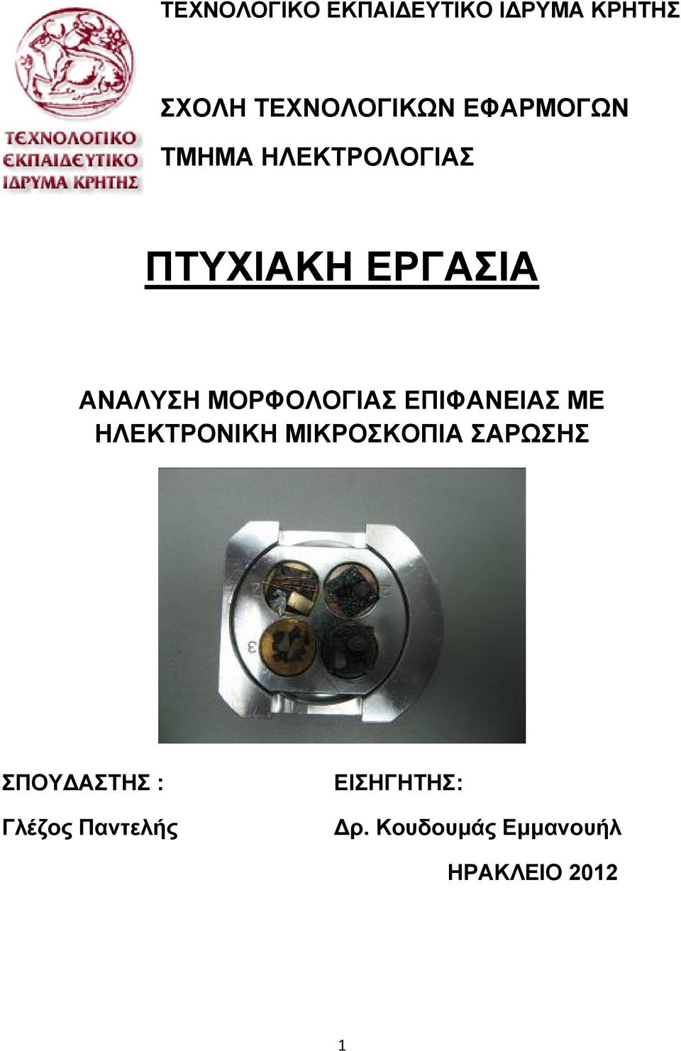 ΜΟΡΦΟΛΟΓΙΑΣ ΕΠΙΦΑΝΕΙΑΣ ΜΕ ΗΛΕΚΤΡΟΝΙΚΗ ΜΙΚΡΟΣΚΟΠΙΑ ΣΑΡΩΣΗΣ