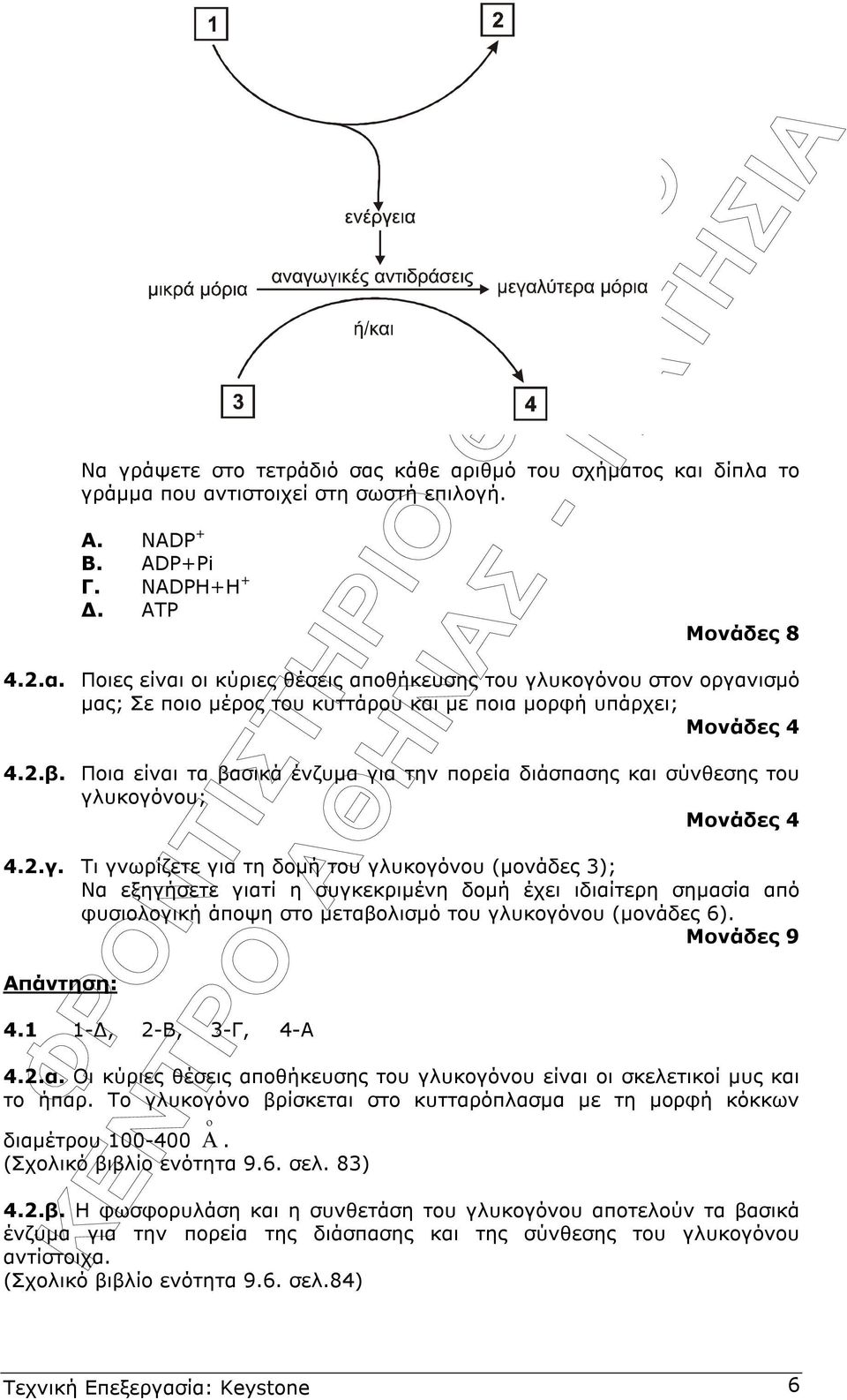 α την πορεία διάσπασης και σύνθεσης του γλ