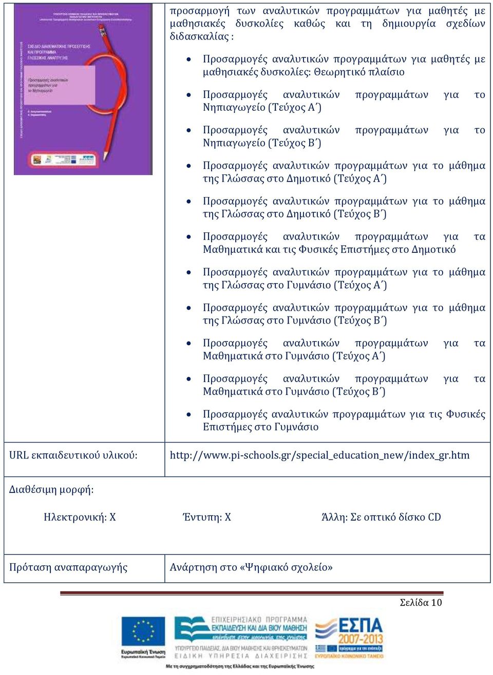 μάθημα της Γλώσσας στο Δημοτικό (Τεύχος Α ) Προσαρμογές αναλυτικών προγραμμάτων για το μάθημα της Γλώσσας στο Δημοτικό (Τεύχος Β ) Προσαρμογές αναλυτικών προγραμμάτων για τα Μαθηματικά και τις