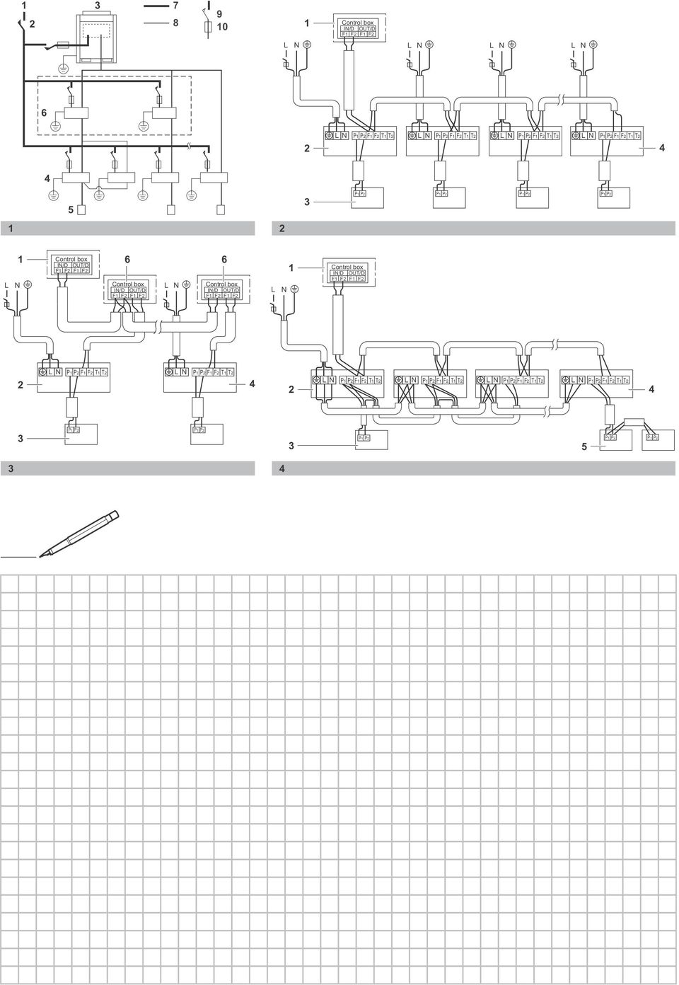 Control box IN/D OUT/D IN/D OUT/D F F F F F F F F L N Control box IN/D OUT/D F F F F LN P P F