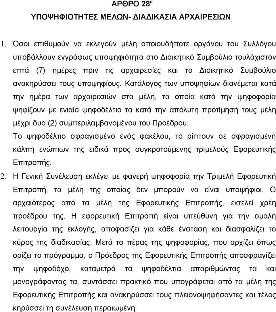 Συμβούλιο ανακηρύσσει τους υποψηφίους.