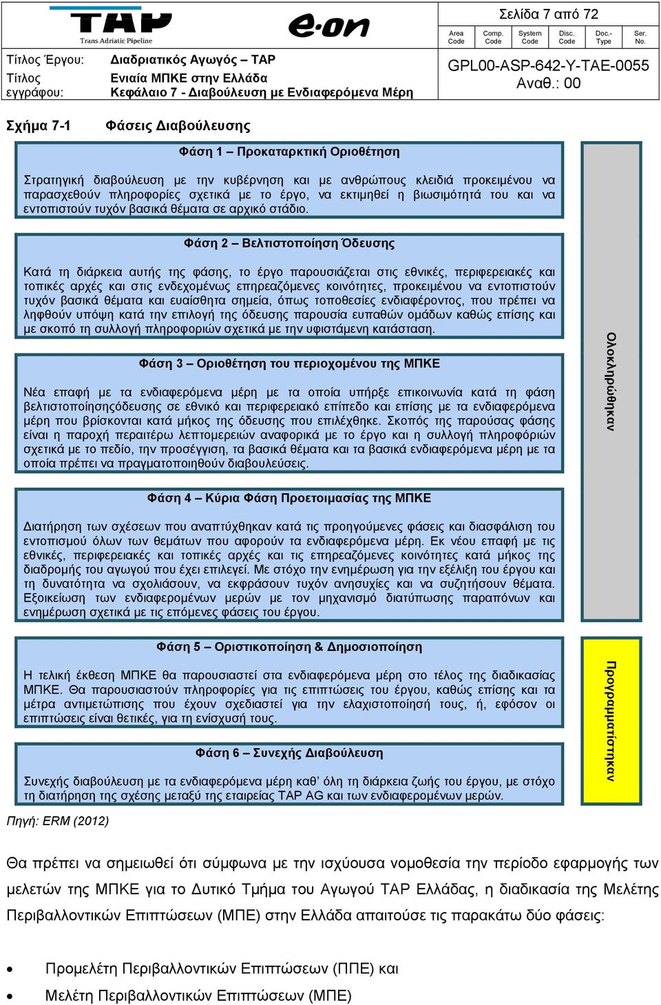 Φάση 2 Βελτιστοποίηση Όδευσης Κατά τη διάρκεια αυτής της φάσης, το έργο παρουσιάζεται στις εθνικές, περιφερειακές και τοπικές αρχές και στις ενδεχομένως επηρεαζόμενες κοινότητες, προκειμένου να