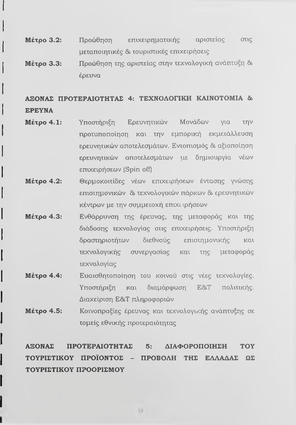 1: Υποστήριξη Ερευνητικών Μονάδων για την προτυποποίηση και την εμπορική εκμετάλλευση ερευνητικών αποτελεσμάτων.