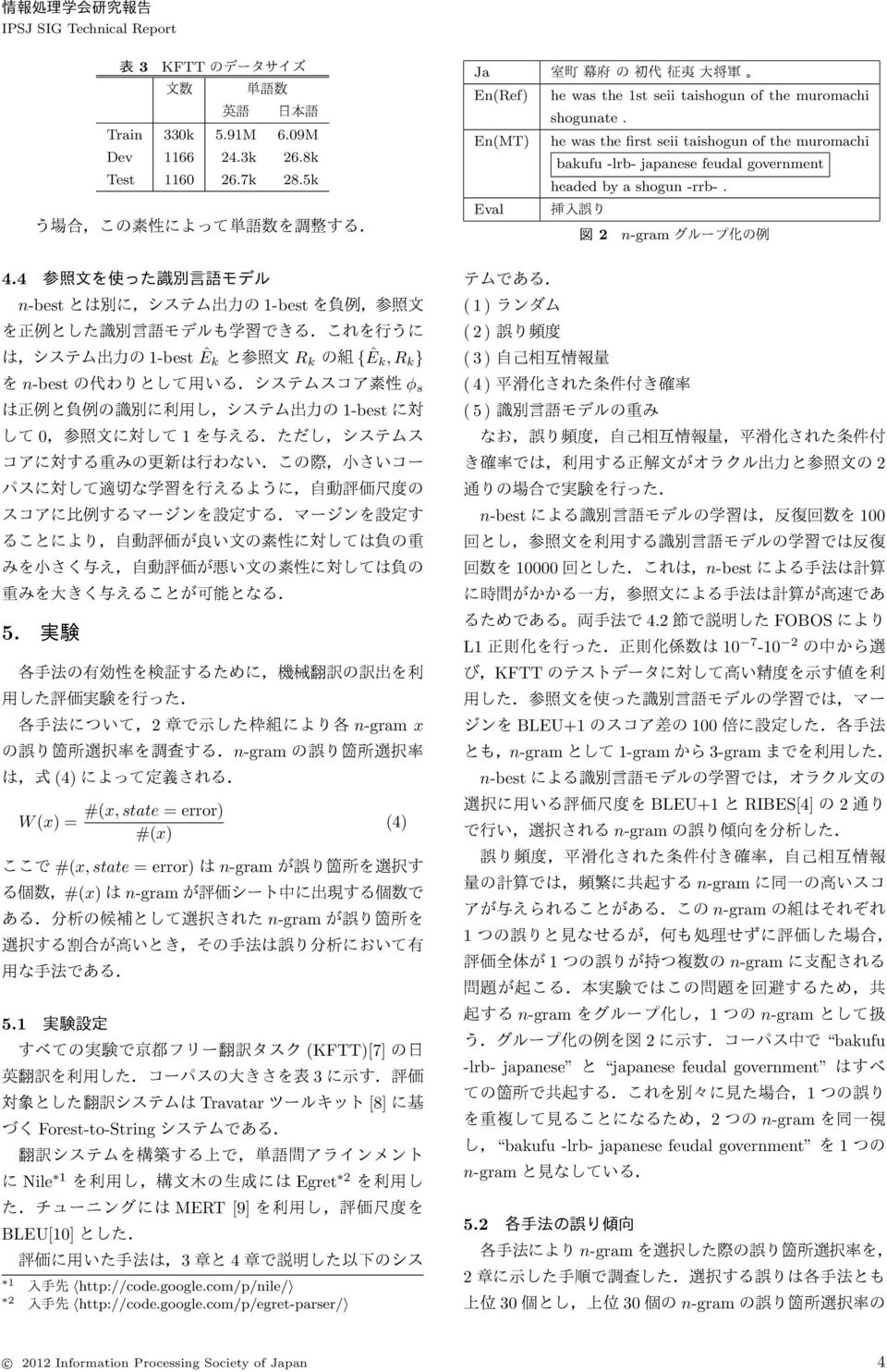 2 n-gram x n-gram (4) W (x) = #(x, state = error) #(x) (4) #(x, state = error) n-gram #(x) n-gram n-gram 5.