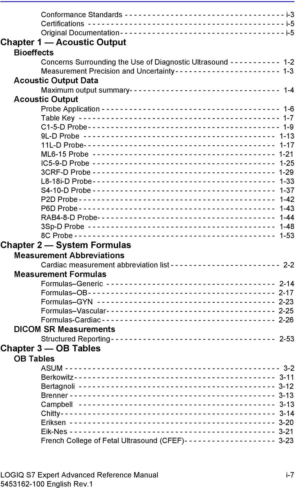 - - - - - - 1-2 Measurement Precision and Uncertainty - - - - - - - - - - - - - - - - - - - - - - - 1-3 Acoustic Output Data Maximum output summary- - - - - - - - - - - - - - - - - - - - - - - - - -