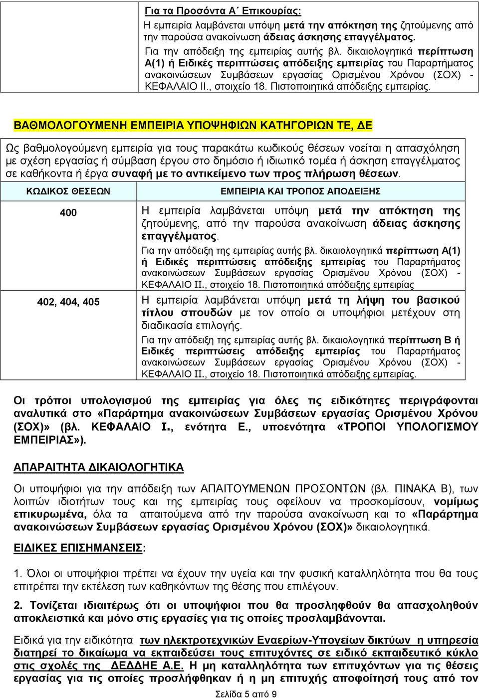 Πιστοποιητικά απόδειξης εμπειρίας.
