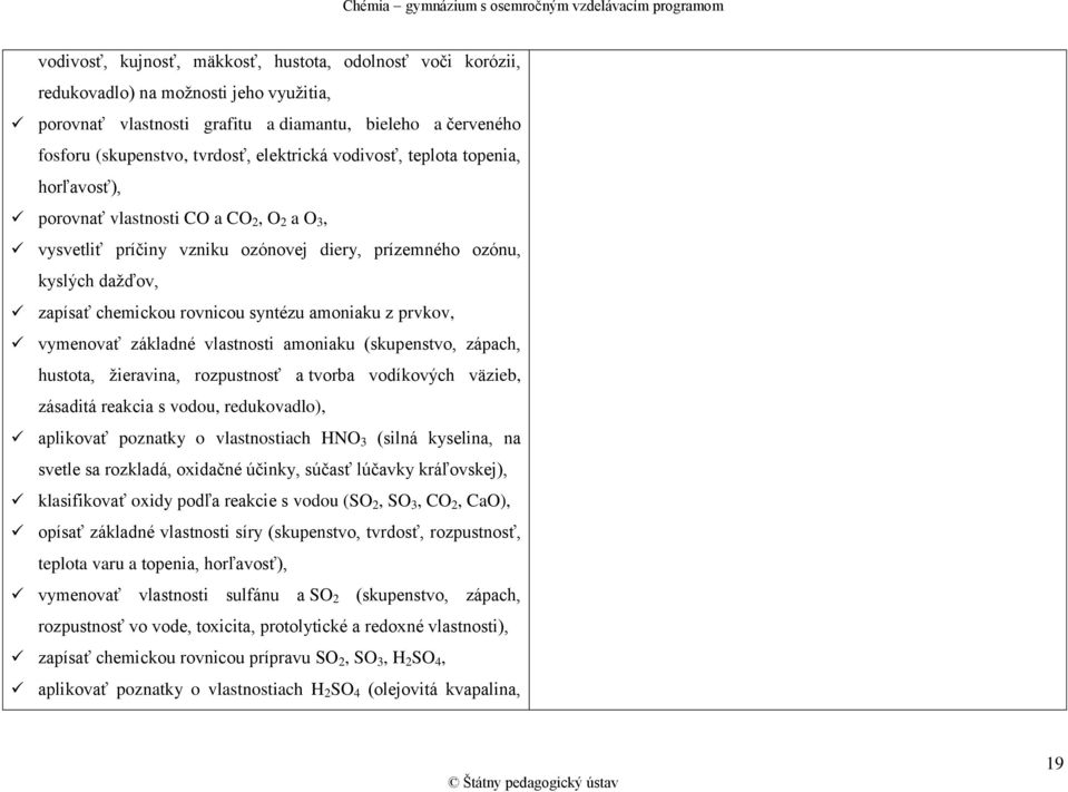 syntézu amoniaku z prvkov, vymenovať základné vlastnosti amoniaku (skupenstvo, zápach, hustota, žieravina, rozpustnosť a tvorba vodíkových väzieb, zásaditá reakcia s vodou, redukovadlo), aplikovať