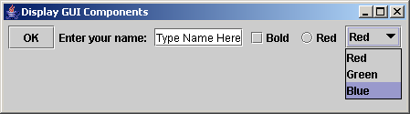 Παράδειγμα Γραφικών στην JAVA Label Text field Check Box Radio Button Button // Create a button with text OK JButton jbtok = new JButton("OK"); // Create a label with text "Enter your name: " JLabel