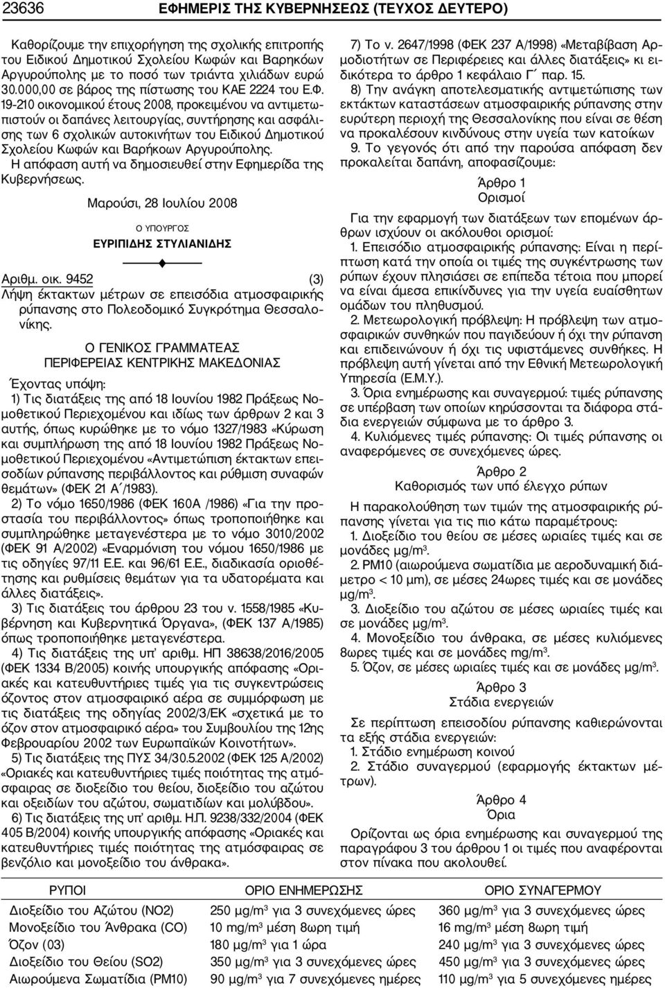 19 210 οικονομικού έτους 2008, προκειμένου να αντιμετω πιστούν οι δαπάνες λειτουργίας, συντήρησης και ασφάλι σης των 6 σχολικών αυτοκινήτων του Ειδικού Δημοτικού Σχολείου Κωφών και Βαρήκοων