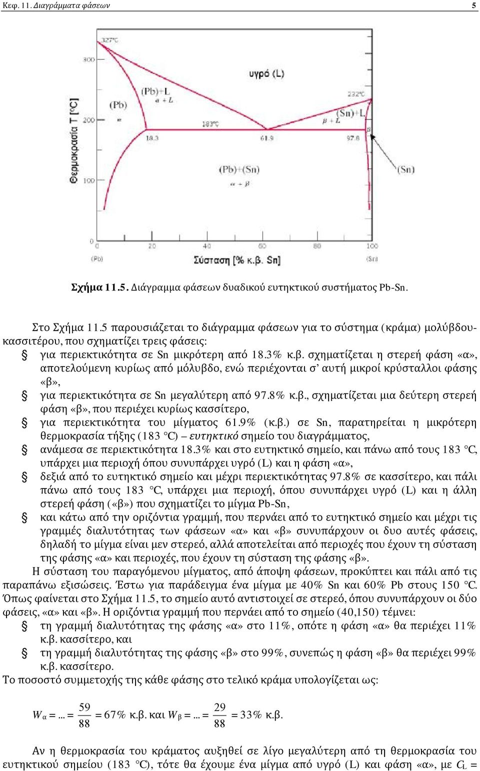 ουκσσιτέρου, που σχημτίζει τρεις φάσεις: γι περιεκτικότητ σε Sn μικρότερη πό 18.3% κ.β.