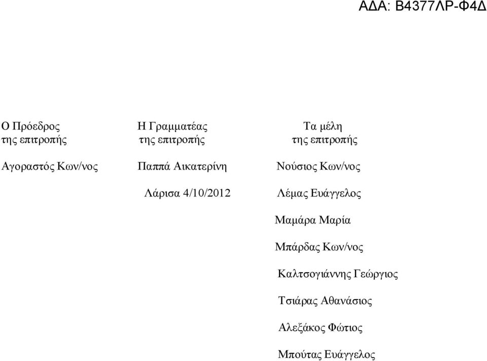 Λάρισα 4/10/2012 Λέμας Ευάγγελος Μαμάρα Μαρία Μπάρδας Κων/νος