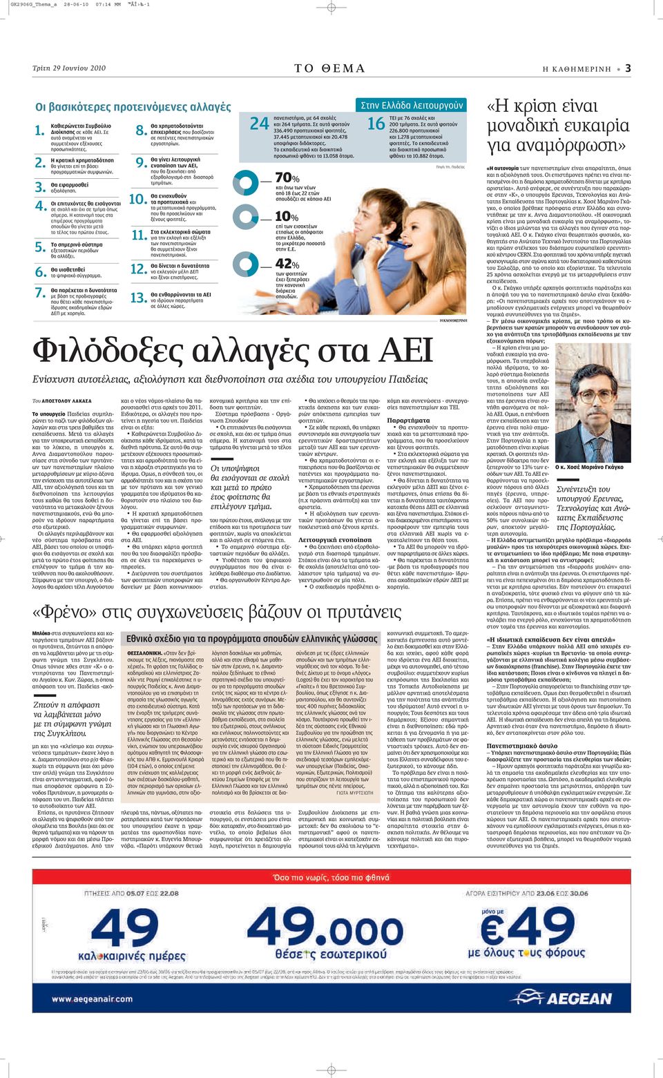 Φιλόδοξες αλλαγές στα ΑΕΙ Ενίσχυση αυτοτέλειας, αξιολόγηση και διεθνοποίηση στα σχέδια του υπουργείου Παιδείας Του ΑΠΟΣΤΟΛΟΥ ΛΑΚΑΣΑ Το υπουργείο È Â Û ÌappleÏË- ÚÒÓÂÈ ÙÔ apple Ï ÙˆÓ ÊÈÏfi ÔÍˆÓ Ï- Ï