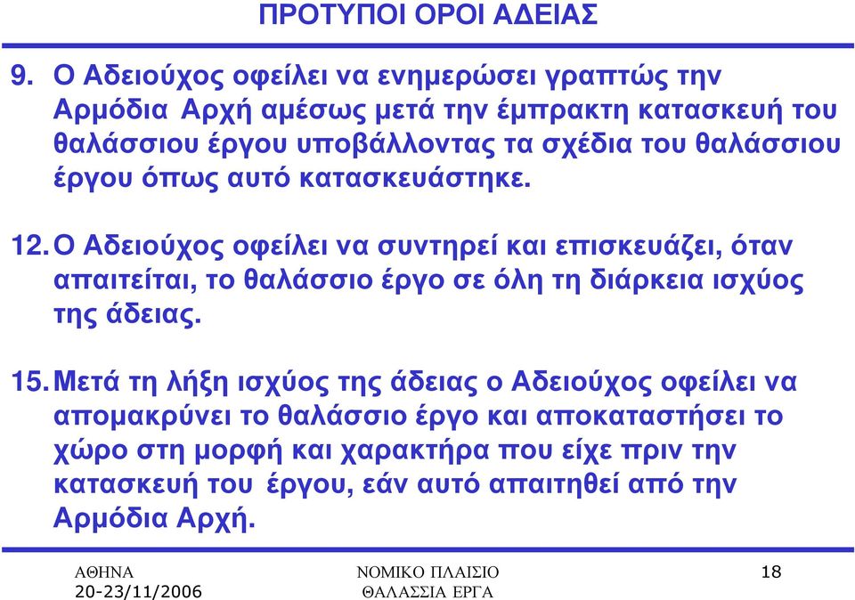 σχέδια του θαλάσσιου έργου όπως αυτό κατασκευάστηκε. 12.