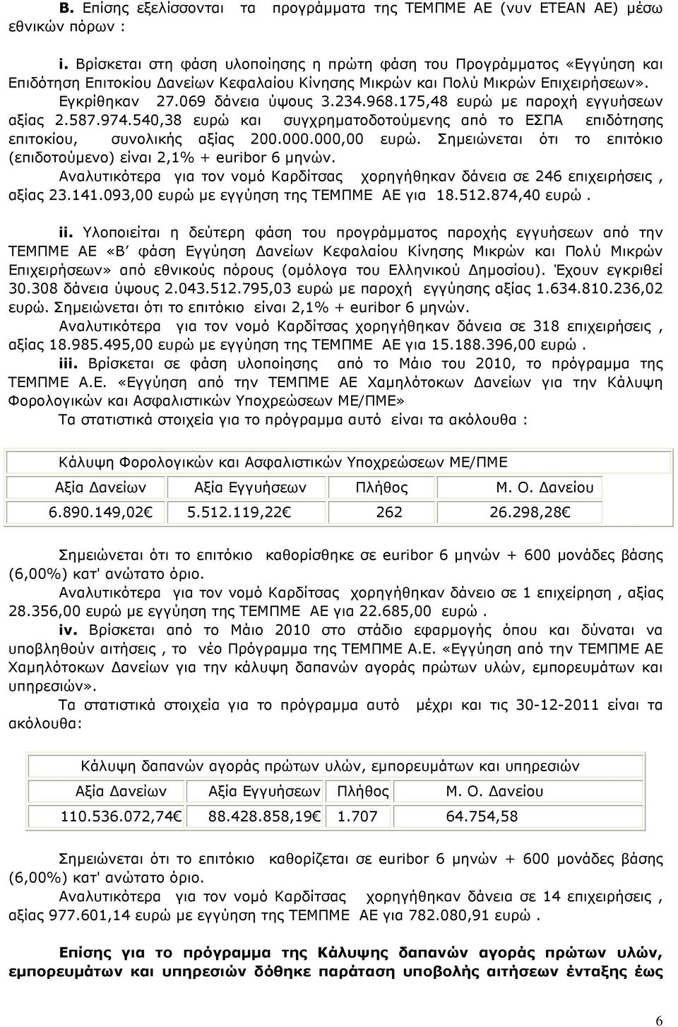 175,48 ευρώ µε παροχή εγγυήσεων αξίας 2.587.974.540,38 ευρώ και συγχρηµατοδοτούµενης από το ΕΣΠΑ επιδότησης επιτοκίου, συνολικής αξίας 200.000.000,00 ευρώ.