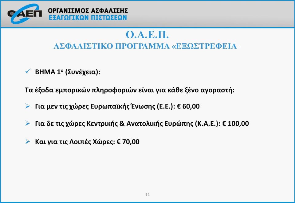 για κάθε ξένο αγοραστή: Για μεν τις χώρες Ευρωπαϊκής Ένωσης