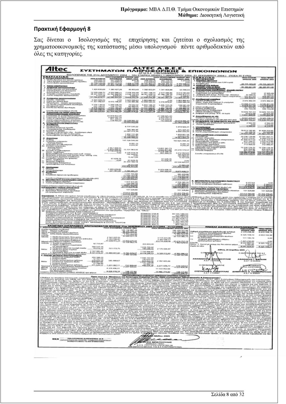 επιχείρησης και ζητείται ο σχολιασµός της χρηµατοοικονοµικής