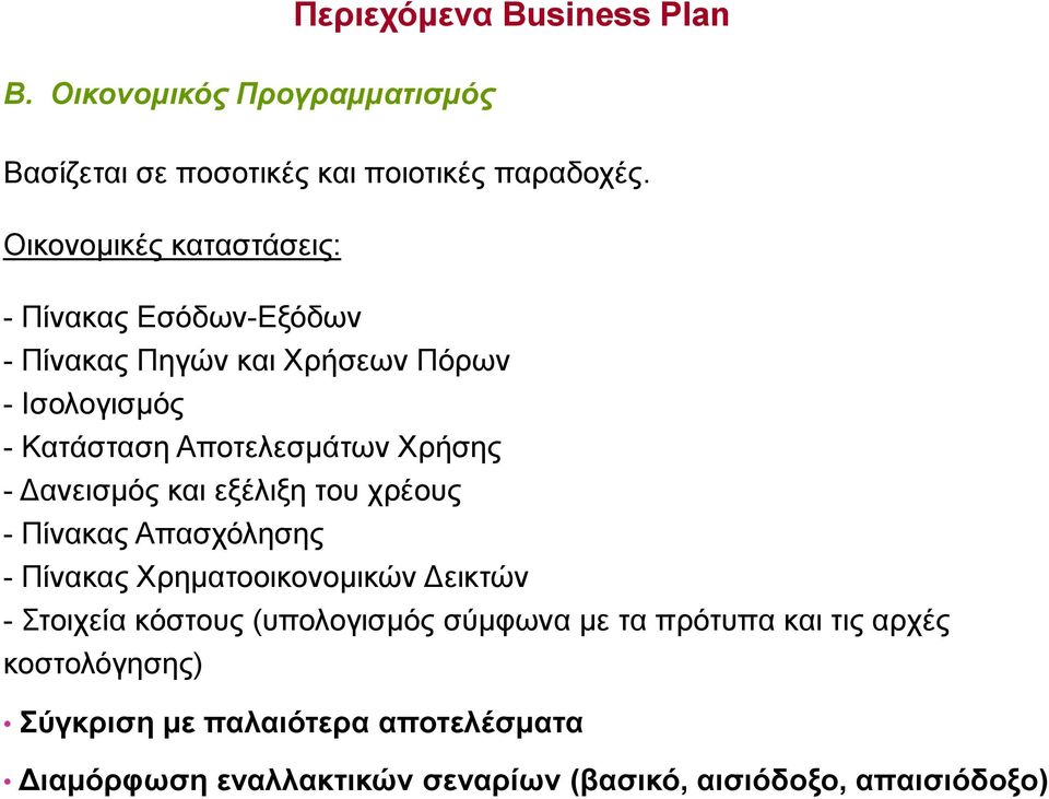 Χρήσης - Δανεισμός και εξέλιξη του χρέους - Πίνακας Απασχόλησης - Πίνακας Χρηματοοικονομικών Δεικτών - Στοιχεία κόστους