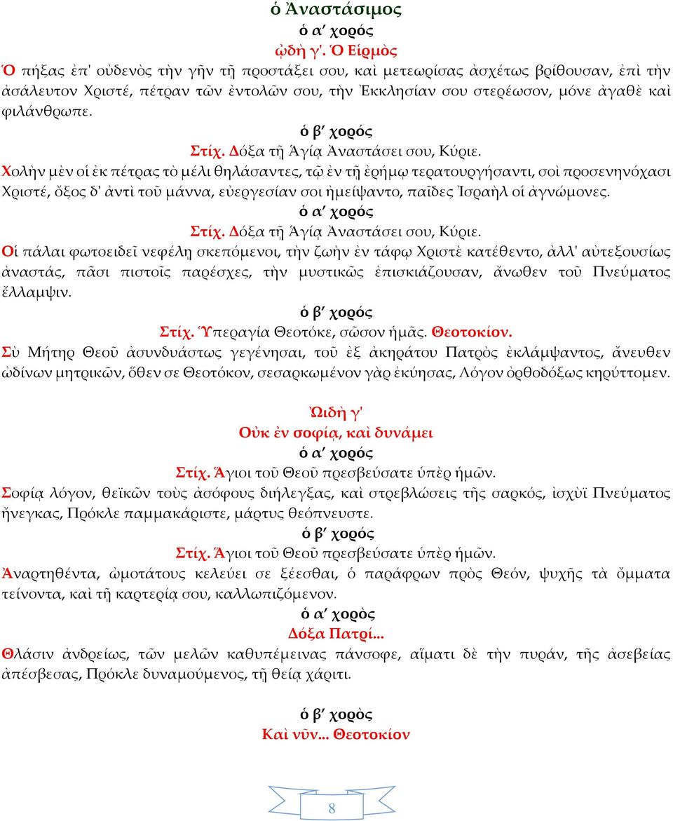 Δόξα τῇ Ἁγίᾳ Ἀναστάσει σου, Κύριε.