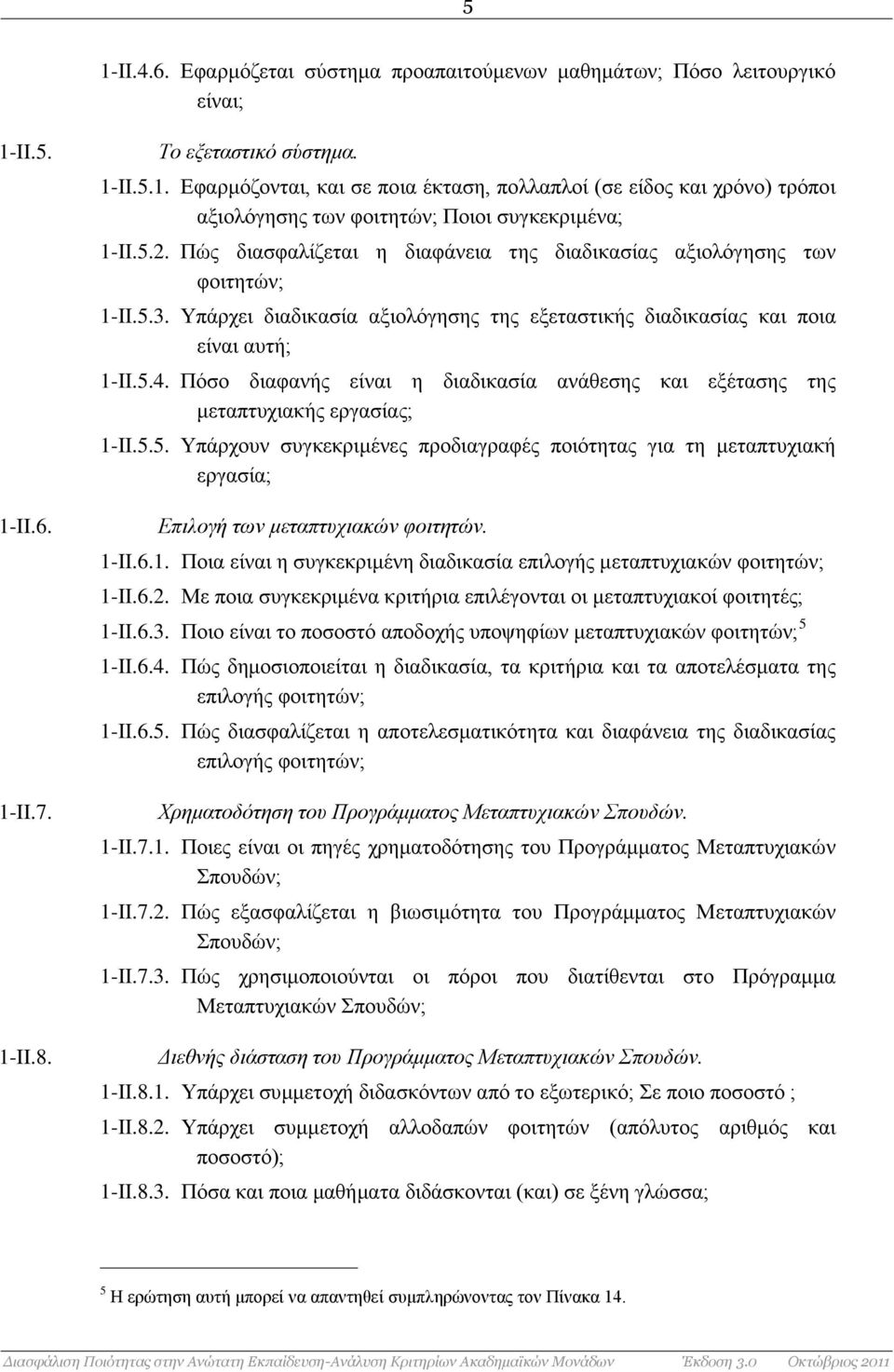 Πόσο διαφανής είναι η διαδικασία ανάθεσης και εξέτασης της μεταπτυχιακής εργασίας; 1-II.5.