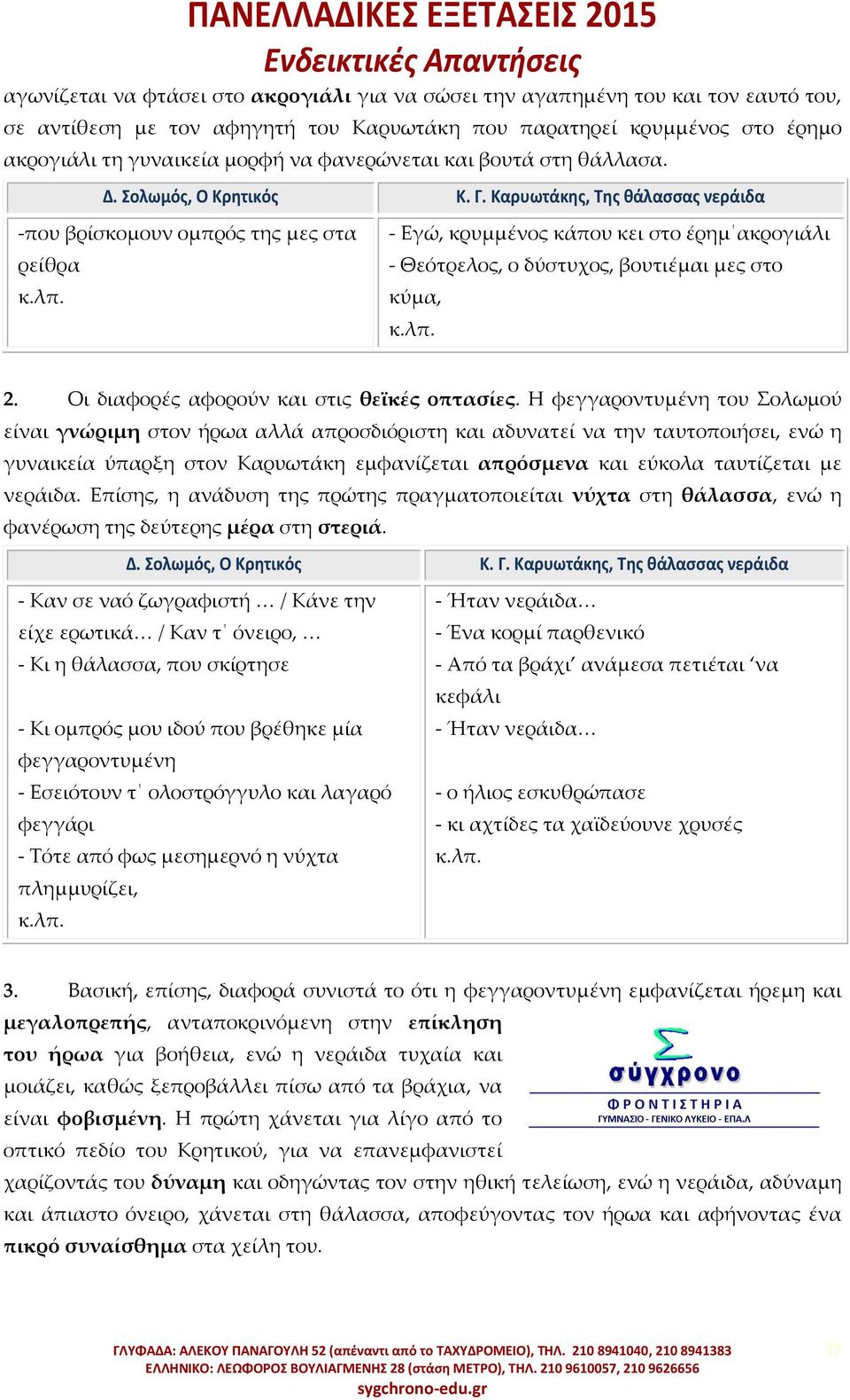 Καρυωτάκησ, Σησ θάλαςςασ νεράιδα -που βρίσκομουν ομπρός της μες στα - Εγώ, κρυμμένος κάπου κει στο έρημ ακρογιάλι ρείθρα - Θεότρελος, ο δύστυχος, βουτιέμαι μες στο κ.λπ. κύμα, κ.λπ. 2.