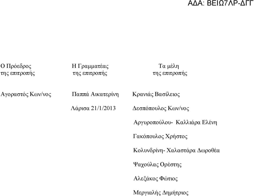 Δεσπόπουλος Κων/νος Αργυροπούλου- Καλλιάρα Ελένη Γακόπουλος Χρήστος