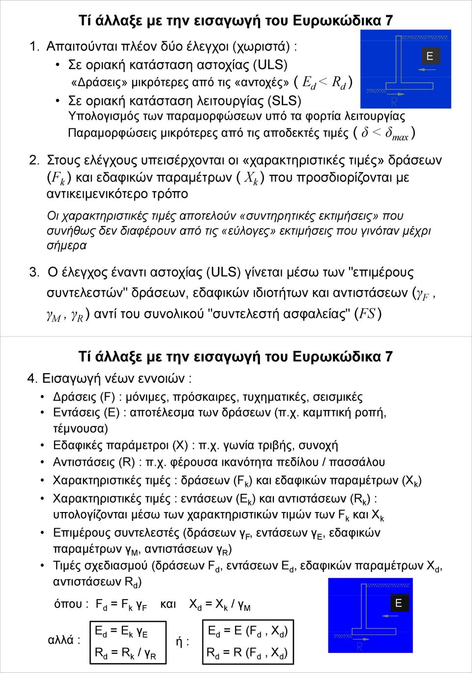 φορτία λειτουρίας Παραμορφώσεις μικρότερες από τις αποδεκτές τιμές ( δ < δ max ) Ε 2.