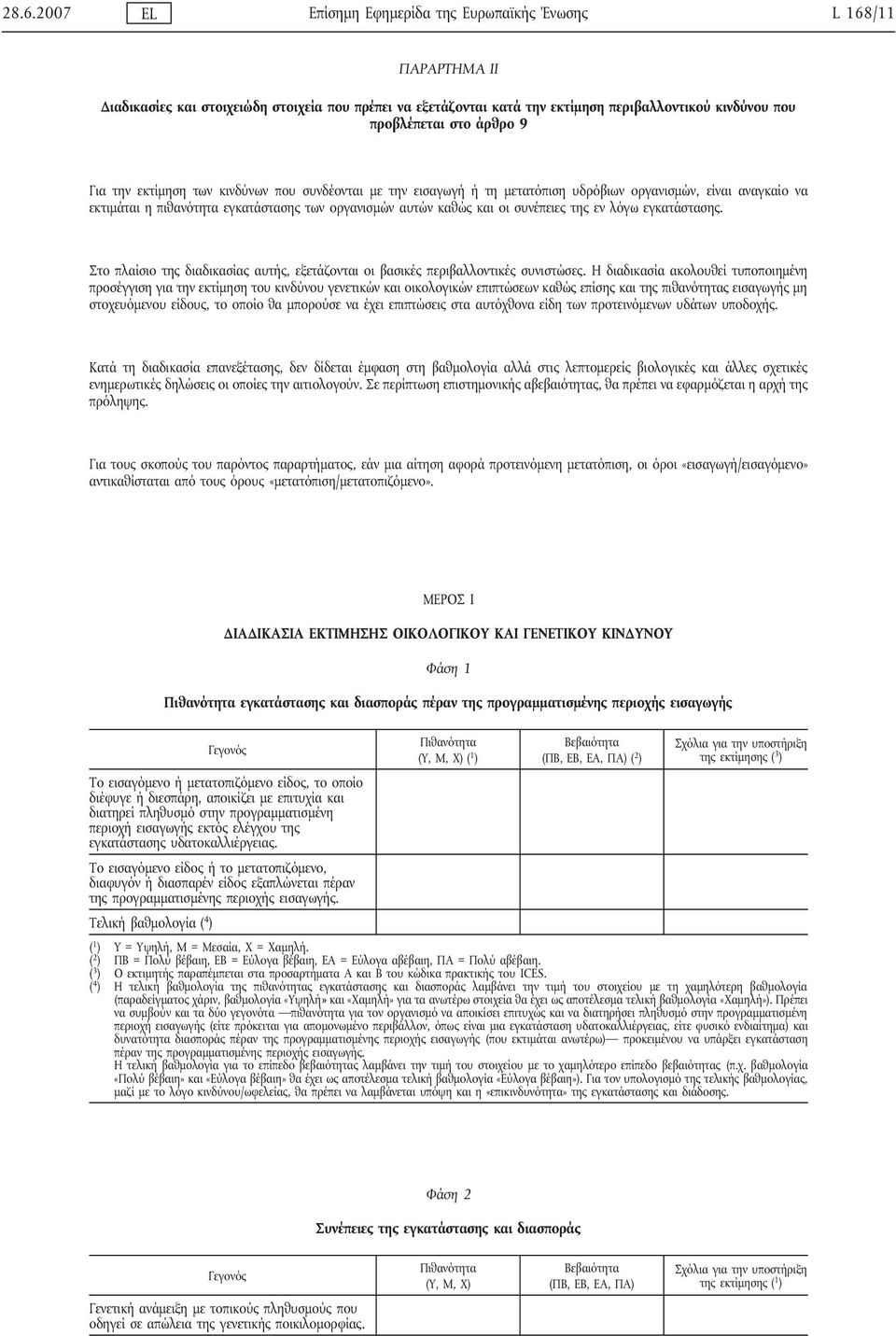 συνέπειες της εν λόγω εγκατάστασης. Στο πλαίσιο της διαδικασίας αυτής, εξετάζονται οι βασικές περιβαλλοντικές συνιστώσες.