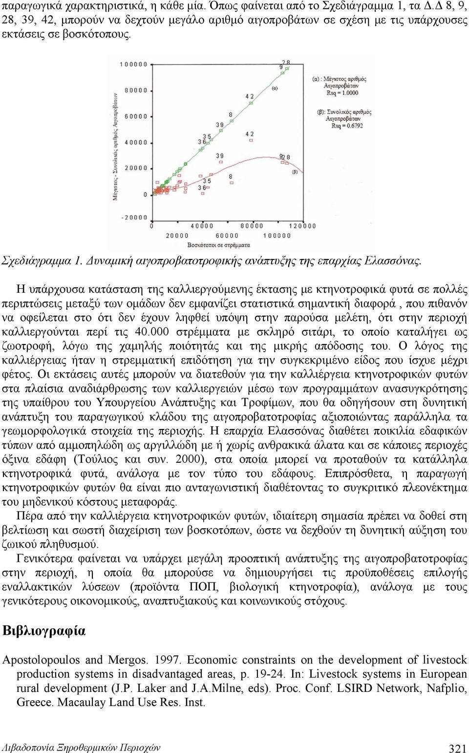 Η υπάρχουσα κατάσταση της καλλιεργούμενης έκτασης με κτηνοτροφικά φυτά σε πολλές περιπτώσεις μεταξύ των ομάδων δεν εμφανίζει στατιστικά σημαντική διαφορά, που πιθανόν να οφείλεται στο ότι δεν έχουν