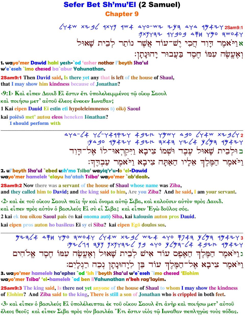 2Sam9:1 Then David said, Is there yet any that is left of the house of Shaul, that I may show him kindness because of Jonathan?