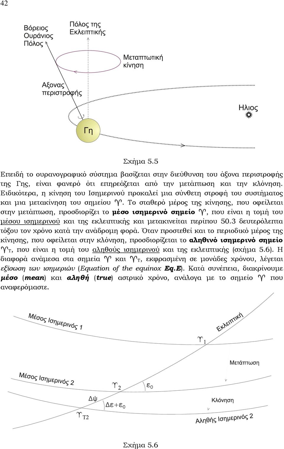 Το σταθερό μέρος της κίνησης, που οφείλεται στην μετάπτωση, προσδιορίζει το μέσο ισημερινό σημείο, που είναι η τομή του μέσου ισημερινού και της εκλειπτικής και μετακινείται περίπου 50.