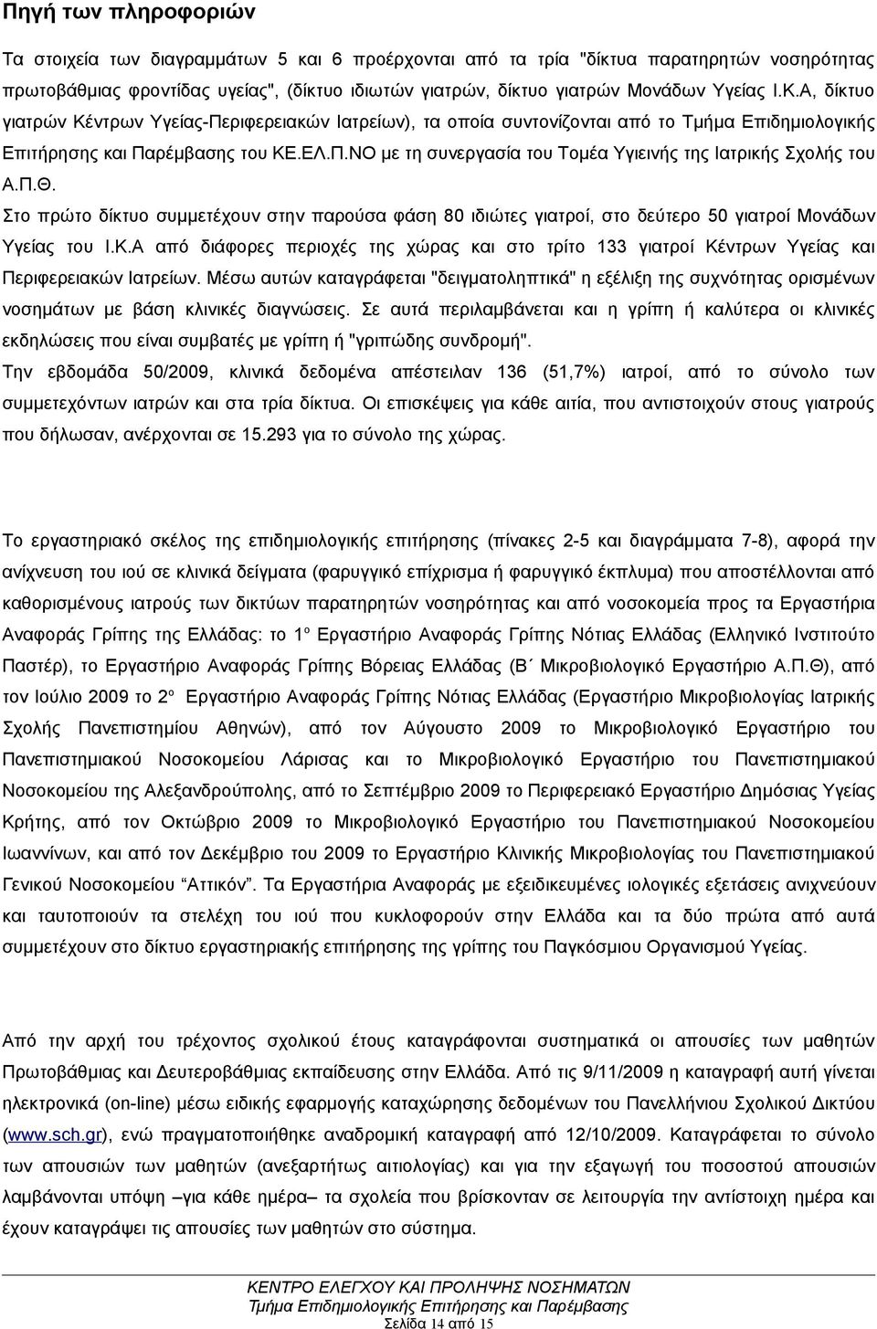 Π.Θ. Στο πρώτο δίκτυο συµµετέχουν στην παρούσα φάση 8 ιδιώτες γιατροί, στο δεύτερο 5 γιατροί Μονάδων Υγείας του Ι.Κ.