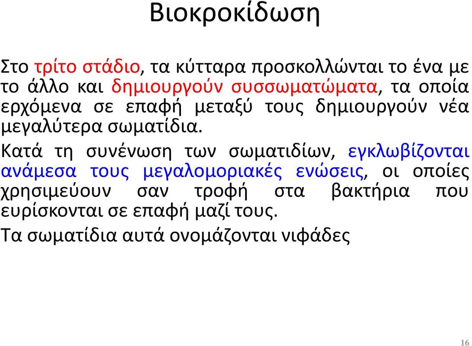 Κατά τη συνένωση των σωματιδίων, εγκλωβίζονται ανάμεσα τους μεγαλομοριακές ενώσεις, οι οποίες