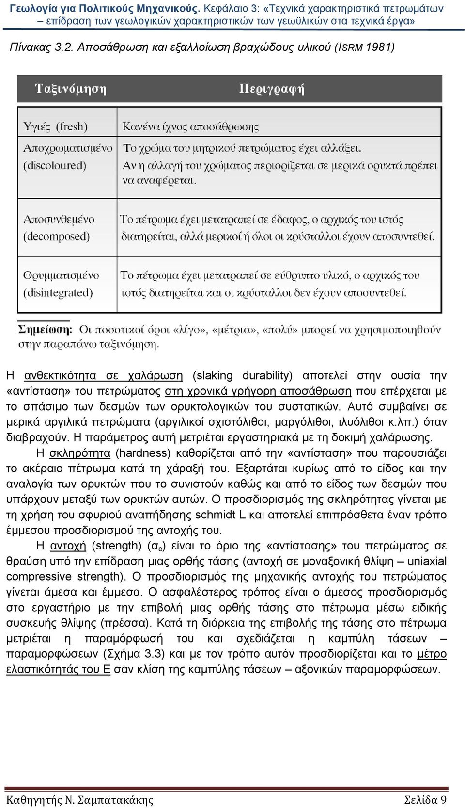 με το σπάσιμο των δεσμών των ορυκτολογικών του συστατικών. Αυτό συμβαίνει σε μερικά αργιλικά πετρώματα (αργιλικοί σχιστόλιθοι, μαργόλιθοι, ιλυόλιθοι κ.λπ.) όταν διαβραχούν.