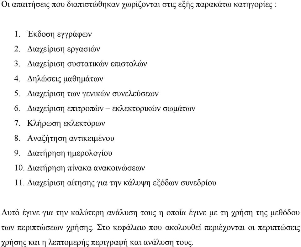 Διατήρηση ημερολογίου 10. Διατήρηση πίνακα ανακοινώσεων 11.