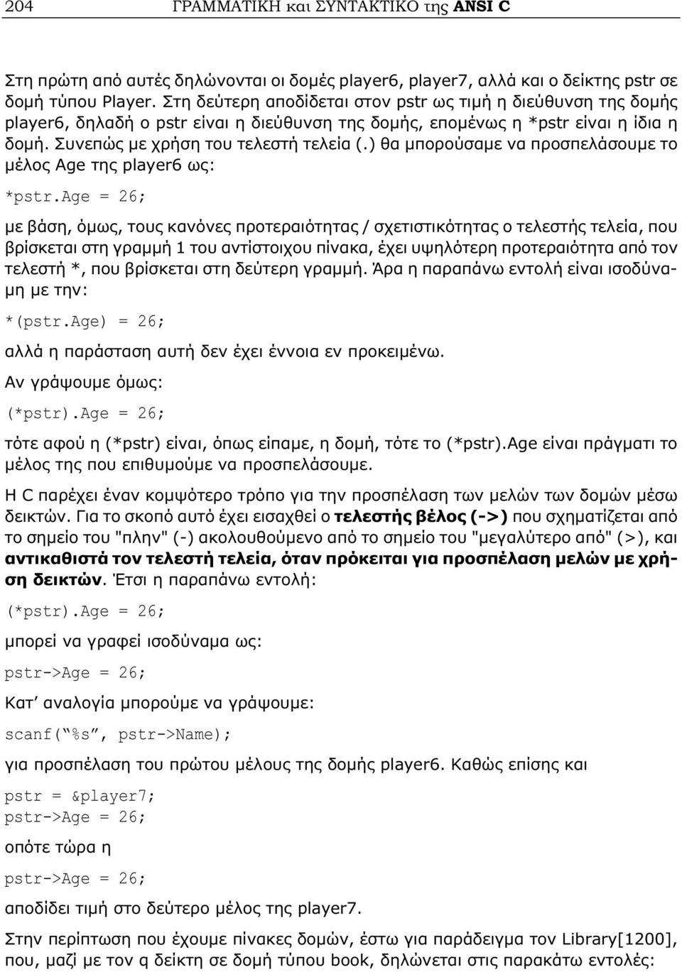 ) θα μπορούσαμε να προσπελάσουμε το μέλος Age της player6 ως: *pstr.