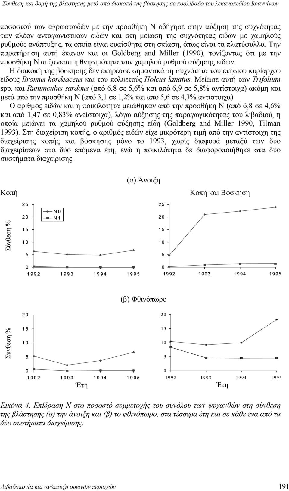 Την παρατήρηση αυτή έκαναν και οι Goldberg and Miller (199), τονίζοντας ότι με την προσθήκη Ν αυξάνεται η θνησιμότητα των χαμηλού ρυθμού αύξησης ειδών.