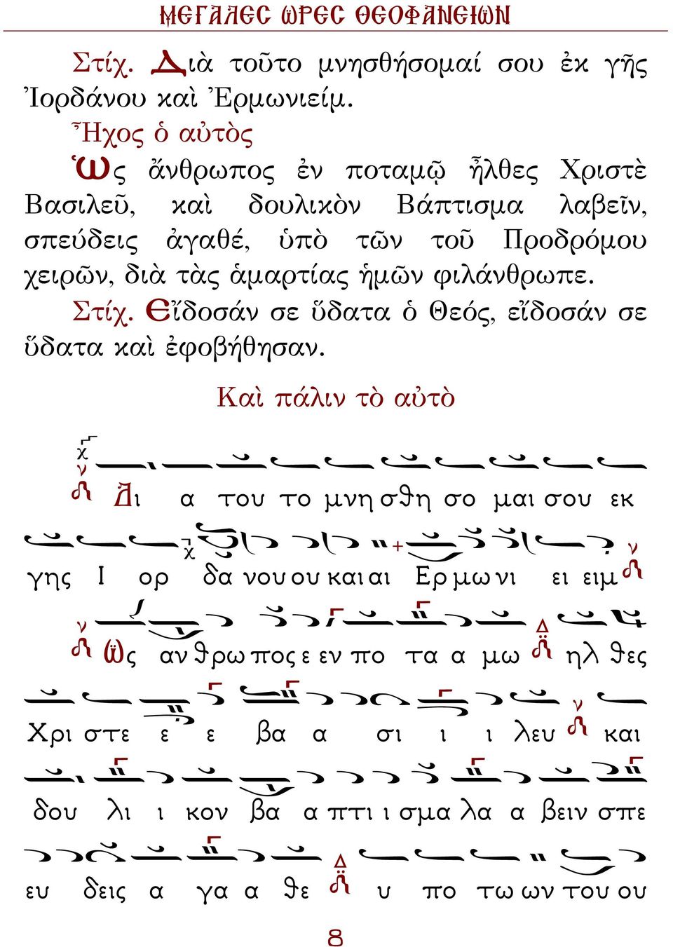 διὰ τὰς ἁμαρτίας ἡμῶν φιλάνθρωπε. Στίχ. Εἴδοσάν σε ὕδατα ὁ Θεός, εἴδοσάν σε ὕδατα καὶ ἐφοβήθησαν.