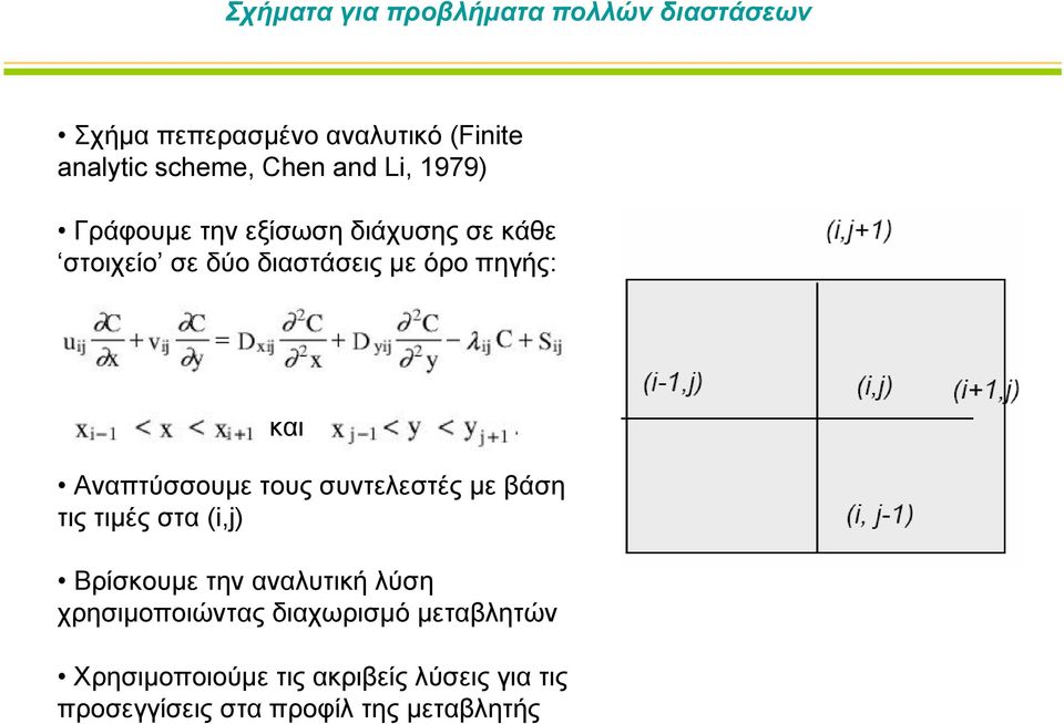 Αναπτύσσουμε τους συντελεστές με βάση τις τιμές στα (i,j) Βρίσκουμε την αναλυτική λύση