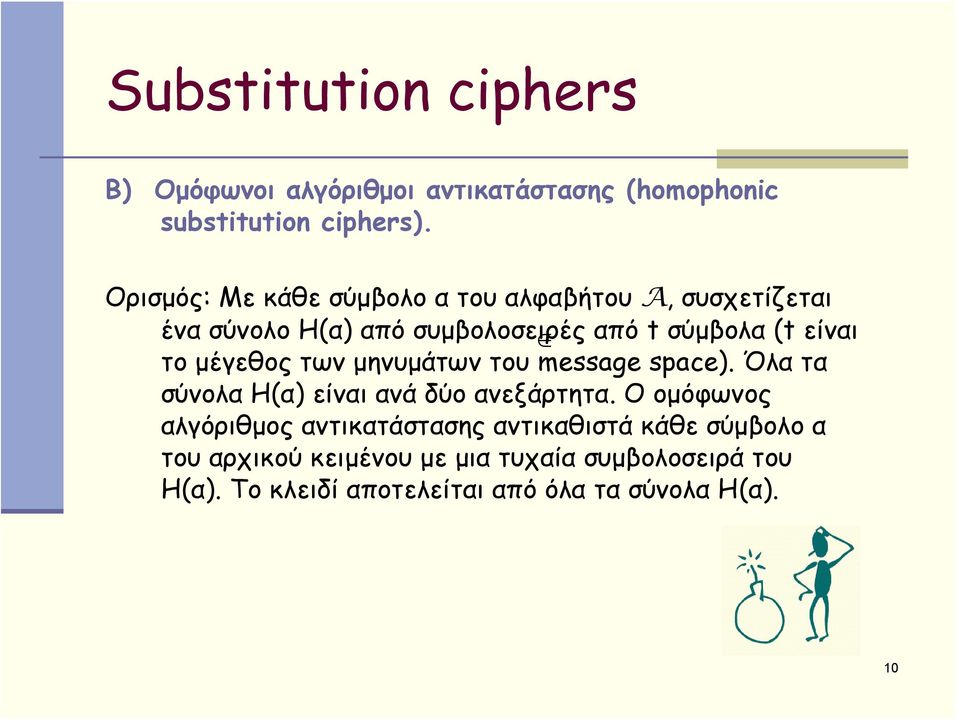 το μέγεθος των μηνυμάτων του message space). Όλα τα σύνολα Η(α) είναι ανά δύο ανεξάρτητα.