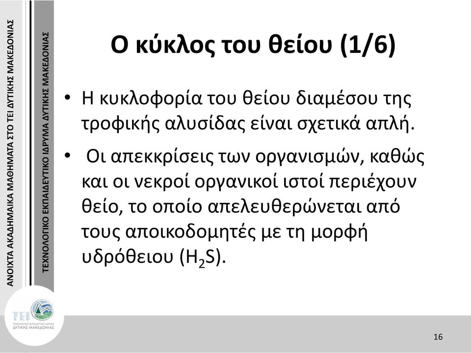 Οι απεκκρίσεις των οργανισμών, καθώς και οι νεκροί οργανικοί