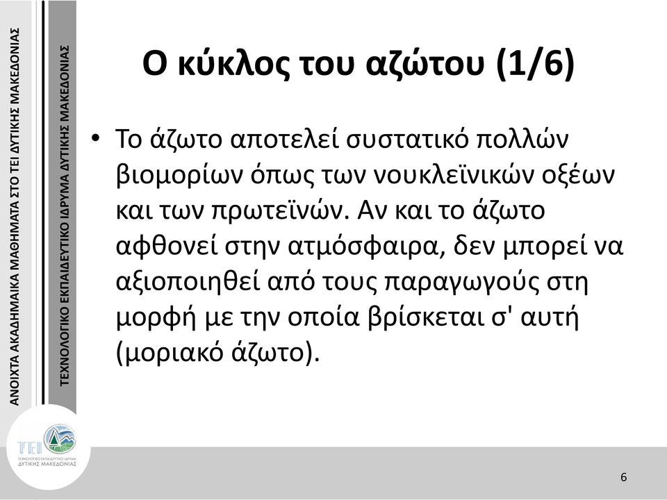 Αν και το άζωτο αφθονεί στην ατμόσφαιρα, δεν μπορεί να