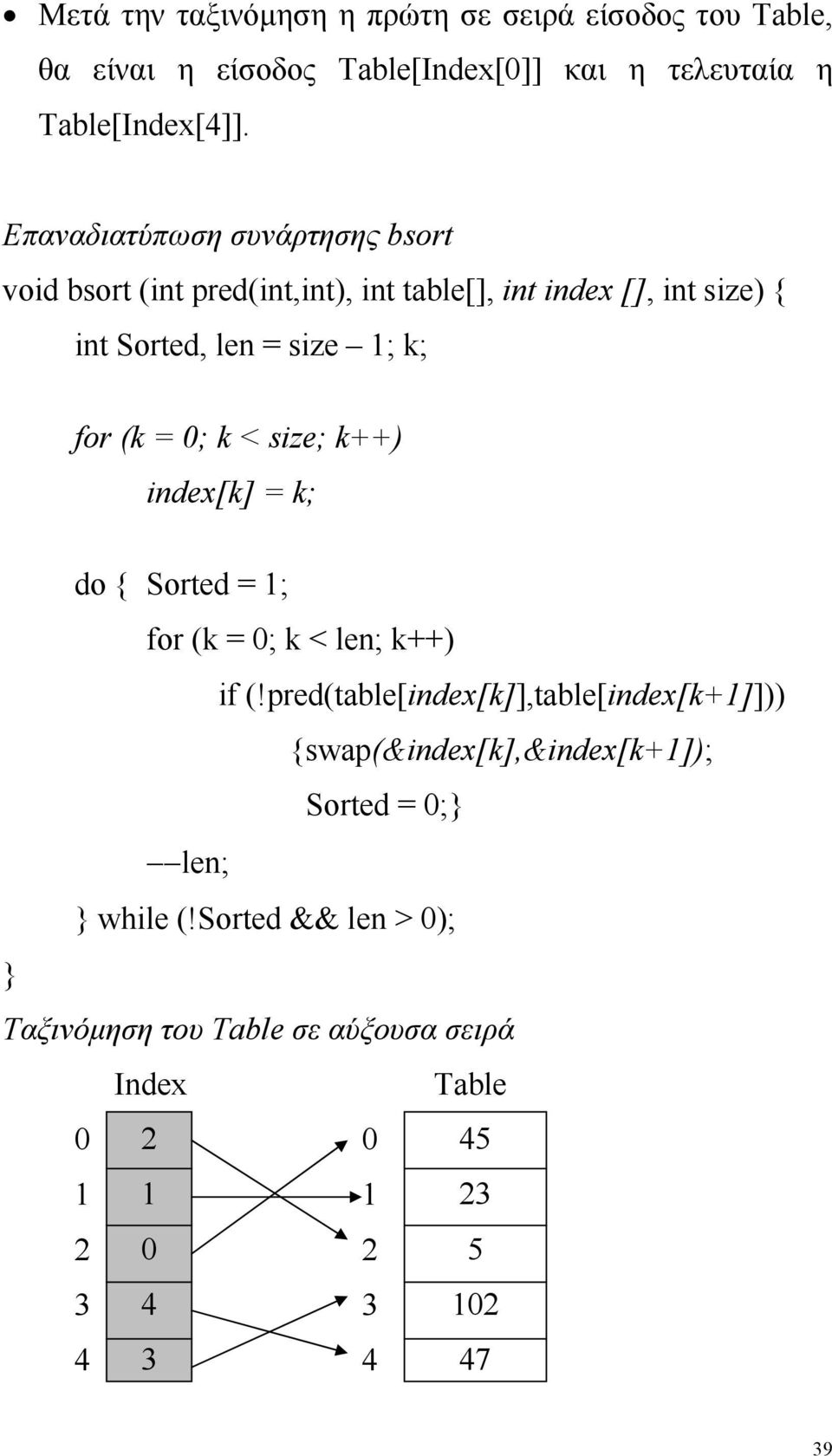 0; k < size; k++) index[k] = k; do { Sorted = 1; for (k = 0; k < len; k++) if (!