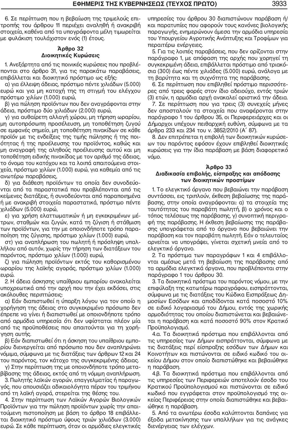 Άρθρο 32 Διοικητικές Κυρώσεις 1.