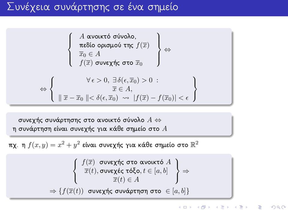 συνάρτηση είναι συνεχής για κάθε σημείο στο A πχ.