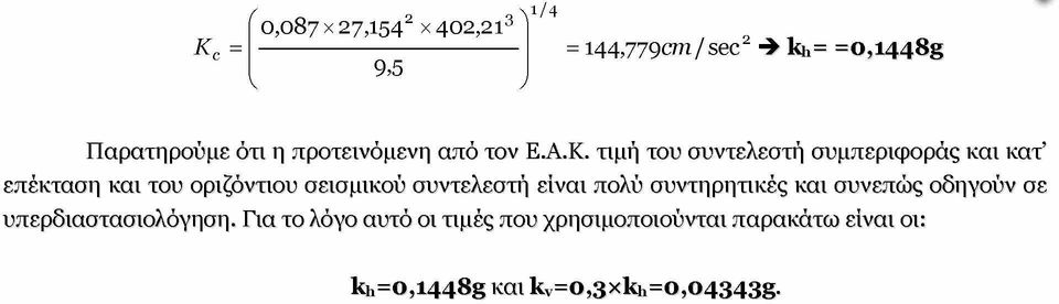 τιμή του συντελεστή συμπεριφοράς και κατ επέκταση και του οριζόντιου σεισμικού συντελεστή είναι