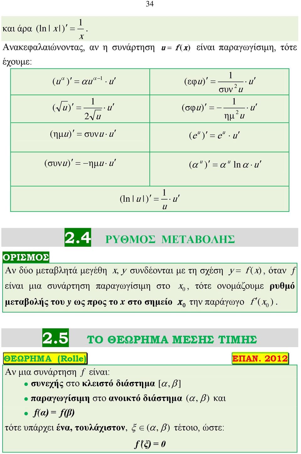 u u ( α ) = α lnα u (ln u ) = u u ΟΡΙΣΜΟΣ.