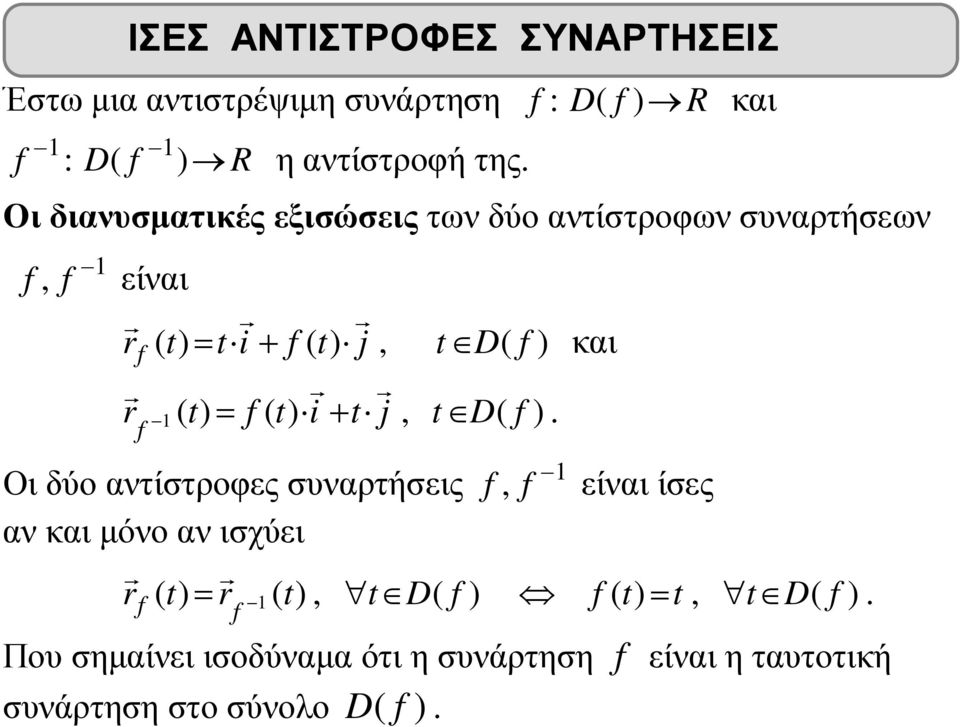 = f ( t) i+ t j, t D( f ).
