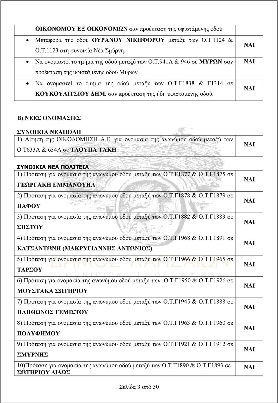 Τ633Α & 634Α σε ΤΛΟΥΠΑ ΤΑΚΗ ΣΥΝΟΙΚΙΑ ΝΕΑ ΠΟΛΙΤΕΙΑ 1) Πρόταση για ονομασία της ανωνύμου οδού μεταξύ των Ο.Τ.Γ1877 & Ο.Τ.Γ1875 σε ΓΕΩΡΓΑΚΗ ΕΜΜΑΝΟΥΗΛ 2) Πρόταση για ονομασία της ανωνύμου οδού μεταξύ των Ο.