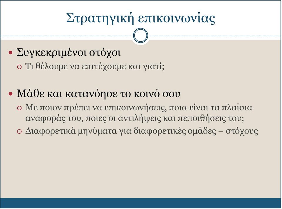 επικοινωνήσεις, ποια είναι τα πλαίσια αναφοράς του, ποιες οι